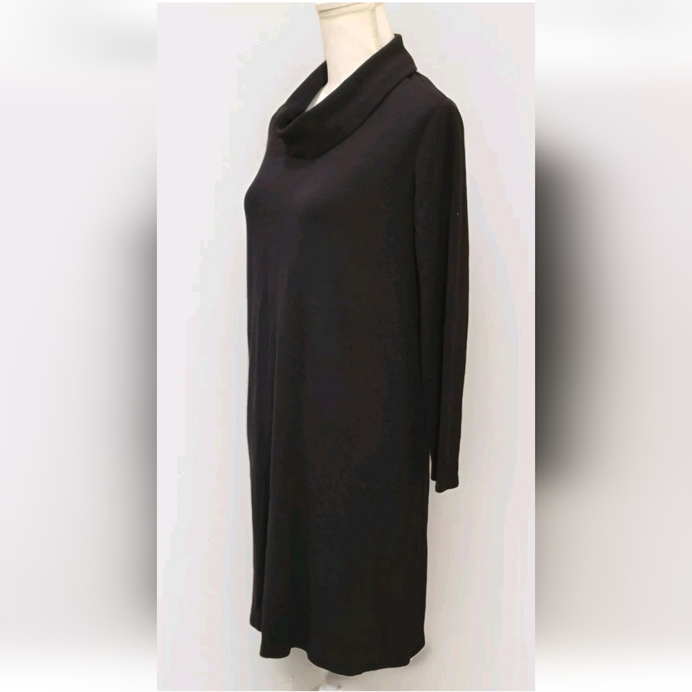 J Jill Wearever Collection Black  Cowl Neck Shift Dress Women's Size Medium